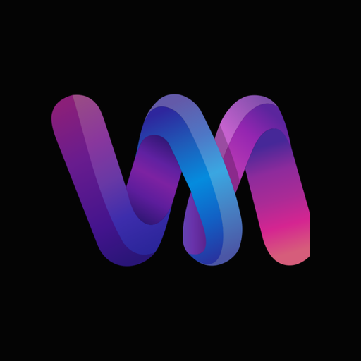 Square Vexa Media app icon: the VM mark centred on brand black